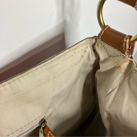 Fossil coated canvas messenger bag pink bicycle print leather trim - Picture 12 of 16